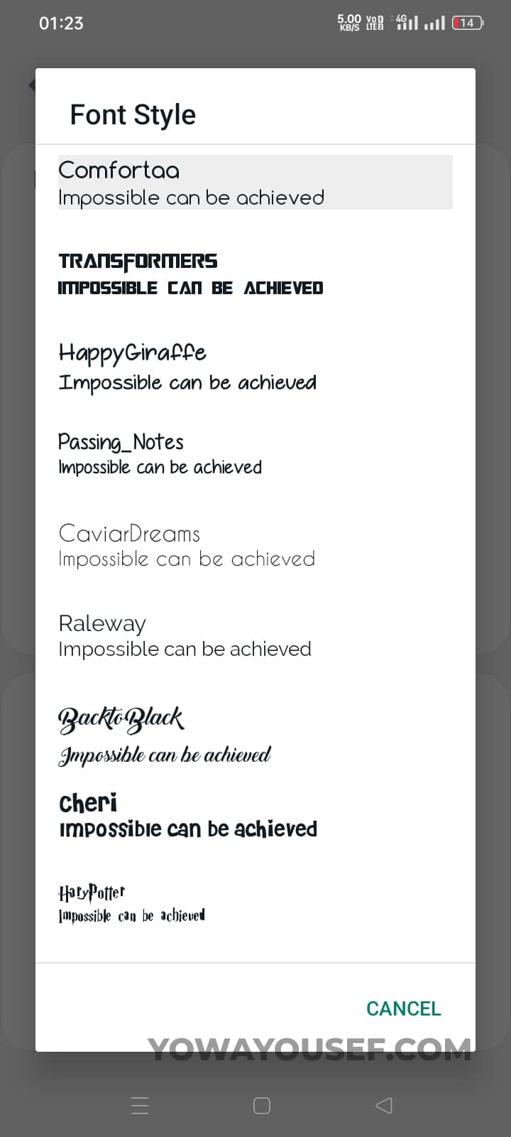 YoWhatsApp Font Styles