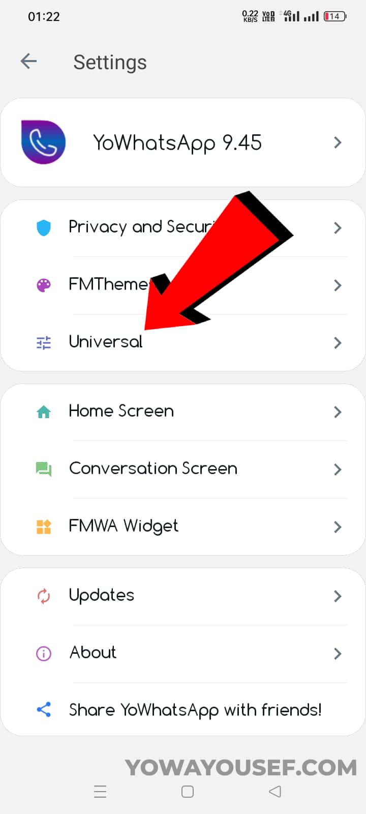 YoWhatsApp Universal Setting