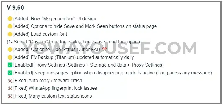 YoWhatsapp v9.60 Changelog