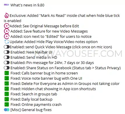 YoWhatsApp v9.80 Changelog