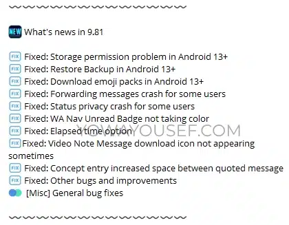 YoWhatsApp v9.81 Changelog